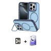 MARSİLYAN™- iPhone 16 Pro Max Kılıf Çekirdek Klasik - Siyah Bilvis 5in1 5D Magic Hayalet Cam Ekran Koruyucu + PVD Metal Kamera Lens - GD