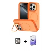 MARSİLYAN™- iPhone 16 Pro Max Kılıf Çekirdek Klasik - Siyah Bilvis 5in1 5D Magic Hayalet Cam Ekran Koruyucu + PVD Metal Kamera Lens - GD