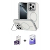 MARSİLYAN™- iPhone 16 Pro Max Kılıf Çekirdek Klasik - Siyah Bilvis 5in1 5D Magic Hayalet Cam Ekran Koruyucu + Gümüş Bilvis Titan Kamera Lens