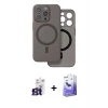 MARSİLYAN™- iPhone 16 Pro Max Kılıf Çekirdek Klasik - Siyah Bilvis 5in1 5D Magic Hayalet Cam Ekran Koruyucu + Bilvis Titan Kamera Lens - TMGI