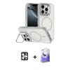 MARSİLYAN™- iPhone 16 Pro Max Kılıf Çekirdek Klasik - Siyah Bilvis 5in1 5D Magic Hayalet Cam Ekran Koruyucu + PVD Metal Kamera Lens - GD