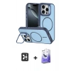 MARSİLYAN™- iPhone 16 Pro Max Kılıf Çekirdek Klasik - Siyah Bilvis 5in1 5D Magic Hayalet Cam Ekran Koruyucu + PVD Metal Kamera Lens - SH