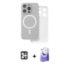 MARSİLYAN™- iPhone 16 Pro Max Kılıf Çekirdek Klasik - Siyah Bilvis 5in1 5D Magic Hayalet Cam Ekran Koruyucu + PVD Metal Kamera Lens - GS