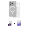 MARSİLYAN™- iPhone 16 Pro Max Kılıf Çekirdek Klasik - Siyah Bilvis 5in1 5D Magic Hayalet Cam Ekran Koruyucu + Bilvis Titan Kamera Lens - SH