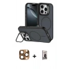 MARSİLYAN™- iPhone 16 Pro Max Kılıf Çekirdek Klasik - Siyah Bilvis Hayalet Cam Ekran Koruyucu + Pers Alüminyum Kamera Lens - CLTM