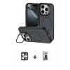 MARSİLYAN™- iPhone 16 Pro Max Kılıf Çekirdek Klasik - Siyah Bilvis Hayalet Cam Ekran Koruyucu + PVD Metal Kamera Lens - GD