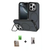 MARSİLYAN™- iPhone 16 Pro Max Kılıf Çekirdek Klasik - Siyah Bilvis Hayalet Cam Ekran Koruyucu + Raze Metal Kamera Lens - CLTM