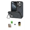 MARSİLYAN™- iPhone 16 Pro Max Kılıf Çekirdek Klasik - Siyah Buffer Cam Ekran Koruyucu + Raze Metal Kamera Lens - CLTM