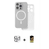 MARSİLYAN™- iPhone 16 Pro Max Kılıf Çekirdek Klasik - Siyah Buffer Cam Ekran Koruyucu + Gümüş Pers Alüminyum Kamera Lens