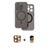 MARSİLYAN™- iPhone 16 Pro Max Kılıf Çekirdek Klasik - Siyah Buffer Cam Ekran Koruyucu + Pers Alüminyum Kamera Lens - CLTM