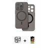 MARSİLYAN™- iPhone 16 Pro Max Kılıf Çekirdek Klasik - Siyah Buffer Cam Ekran Koruyucu + Pers Alüminyum Kamera Lens - GI