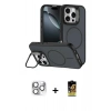 MARSİLYAN™- iPhone 16 Pro Max Kılıf Çekirdek Klasik - Siyah Buffer Cam Ekran Koruyucu + Pers Alüminyum Kamera Lens - GS