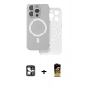 MARSİLYAN™- iPhone 16 Pro Max Kılıf Çekirdek Klasik - Siyah Buffer Cam Ekran Koruyucu + PVD Metal Kamera Lens - GS