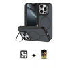 MARSİLYAN™- iPhone 16 Pro Max Kılıf Çekirdek Klasik - Siyah Buffer Cam Ekran Koruyucu + PVD Metal Kamera Lens - GS