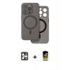 MARSİLYAN™- iPhone 16 Pro Max Kılıf Çekirdek Klasik - Siyah Buffer Cam Ekran Koruyucu + PVD Metal Kamera Lens - GD