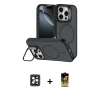 MARSİLYAN™- iPhone 16 Pro Max Kılıf Çekirdek Klasik - Siyah Buffer Cam Ekran Koruyucu + PVD Metal Kamera Lens - SH