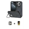 MARSİLYAN™- iPhone 16 Pro Max Kılıf Çekirdek Klasik - Siyah Buffer Cam Ekran Koruyucu + PVD Metal Kamera Lens - GD