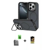 MARSİLYAN™- iPhone 16 Pro Max Kılıf Çekirdek Klasik - Siyah Buffer Cam Ekran Koruyucu + Raze Metal Kamera Lens - SH