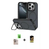 MARSİLYAN™- iPhone 16 Pro Max Kılıf Çekirdek Klasik - Siyah Buffer Cam Ekran Koruyucu + Raze Metal Kamera Lens - NLGY
