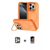 MARSİLYAN™- iPhone 16 Pro Max Kılıf Çekirdek Klasik - Siyah Buffer Hayalet Cam Ekran Koruyucu + Gold PVD Metal Kamera Lens