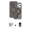 MARSİLYAN™- iPhone 16 Pro Max Kılıf Çekirdek Klasik - Siyah Buffer Hayalet Cam Ekran Koruyucu + Pers Alüminyum Kamera Lens - GS
