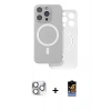 MARSİLYAN™- iPhone 16 Pro Max Kılıf Çekirdek Klasik - Siyah Buffer Hayalet Cam Ekran Koruyucu + Pers Alüminyum Kamera Lens - GS