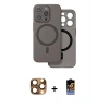 MARSİLYAN™- iPhone 16 Pro Max Kılıf Çekirdek Klasik - Siyah Buffer Hayalet Cam Ekran Koruyucu + Pers Alüminyum Kamera Lens - CLTM