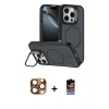 MARSİLYAN™- iPhone 16 Pro Max Kılıf Çekirdek Klasik - Siyah Buffer Hayalet Cam Ekran Koruyucu + Pers Alüminyum Kamera Lens - CLTM