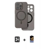 MARSİLYAN™- iPhone 16 Pro Max Kılıf Çekirdek Klasik - Siyah Buffer Hayalet Cam Ekran Koruyucu + PVD Metal Kamera Lens - SH