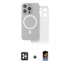 MARSİLYAN™- iPhone 16 Pro Max Kılıf Çekirdek Klasik - Siyah Buffer Hayalet Cam Ekran Koruyucu + PVD Metal Kamera Lens - SH