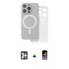 MARSİLYAN™- iPhone 16 Pro Max Kılıf Çekirdek Klasik - Siyah Buffer Hayalet Cam Ekran Koruyucu + PVD Metal Kamera Lens - GS