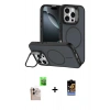 MARSİLYAN™- iPhone 16 Pro Max Kılıf Çekirdek Klasik - Siyah Buffer Hayalet Cam Ekran Koruyucu + Raze Metal Kamera Lens - NLGY