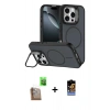 MARSİLYAN™- iPhone 16 Pro Max Kılıf Çekirdek Klasik - Siyah Buffer Hayalet Cam Ekran Koruyucu + Raze Metal Kamera Lens - CLTM