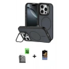 MARSİLYAN™- iPhone 16 Pro Max Kılıf Çekirdek Klasik - Siyah Buffer Hayalet Cam Ekran Koruyucu + Siyah Raze Metal Kamera Lens