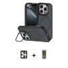 MARSİLYAN™- iPhone 16 Pro Max Kılıf Çekirdek Klasik - Siyah Joko Magic 5D Hayalet Cam + Gold PVD Metal Kamera Lens