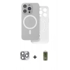 MARSİLYAN™- iPhone 16 Pro Max Kılıf Çekirdek Klasik - Siyah Joko Magic 5D Hayalet Cam + Gri Pers Alüminyum Kamera Lens