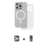 MARSİLYAN™- iPhone 16 Pro Max Kılıf Çekirdek Klasik - Siyah Joko Magic 5D Hayalet Cam + Gümüş PVD Metal Kamera Lens
