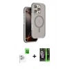 MARSİLYAN™- iPhone 16 Pro Max Kılıf Çekirdek Minimal Prime - Şeffaf 360 Full Body Arka Koruyucu + Raze Metal Kamera Lens - BZ