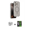 MARSİLYAN™- iPhone 16 Pro Max Kılıf Çekirdek Minimal Prime - Şeffaf 360 Full Body Arka Koruyucu + Pers Alüminyum Kamera Lens - GS
