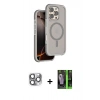 MARSİLYAN™- iPhone 16 Pro Max Kılıf Çekirdek Minimal Prime - Şeffaf 360 Full Body Arka Koruyucu + Pers Alüminyum Kamera Lens - GI
