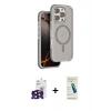 MARSİLYAN™- iPhone 16 Pro Max Kılıf Çekirdek Minimal Prime - Şeffaf Pasifik Cam Ekran Koruyucu + Bilvis Titan Kamera Lens - SH