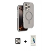 MARSİLYAN™- iPhone 16 Pro Max Kılıf Çekirdek Minimal Prime - Şeffaf Pasifik Cam Ekran Koruyucu + PVD Metal Kamera Lens - GD