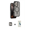 MARSİLYAN™- iPhone 16 Pro Max Kılıf Çekirdek Minimal Prime - Şeffaf Pasifik Cam Ekran Koruyucu + PVD Metal Kamera Lens - GD
