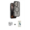 MARSİLYAN™- iPhone 16 Pro Max Kılıf Çekirdek Minimal Prime - Şeffaf Pasifik Cam Ekran Koruyucu + Pers Alüminyum Kamera Lens - GS