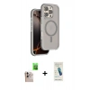 MARSİLYAN™- iPhone 16 Pro Max Kılıf Çekirdek Minimal Prime - Şeffaf Pasifik Cam Ekran Koruyucu + Raze Metal Kamera Lens - NLGY
