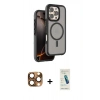 MARSİLYAN™- iPhone 16 Pro Max Kılıf Çekirdek Minimal Prime - Şeffaf Pasifik Cam Ekran Koruyucu + Pers Alüminyum Kamera Lens - CLTM