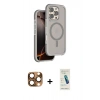 MARSİLYAN™- iPhone 16 Pro Max Kılıf Çekirdek Minimal Prime - Şeffaf Pasifik Cam Ekran Koruyucu + Pers Alüminyum Kamera Lens - CLTM