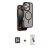 MARSİLYAN™- iPhone 16 Pro Max Kılıf Çekirdek Minimal Prime - Şeffaf Pasifik Cam Ekran Koruyucu + PVD Metal Kamera Lens - SH