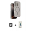 MARSİLYAN™- iPhone 16 Pro Max Kılıf Çekirdek Minimal Prime - Şeffaf Pasifik Cam Ekran Koruyucu + PVD Metal Kamera Lens - SH