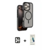 MARSİLYAN™- iPhone 16 Pro Max Kılıf Çekirdek Minimal Prime - Şeffaf Pasifik Cam Ekran Koruyucu + PVD Metal Kamera Lens - GS